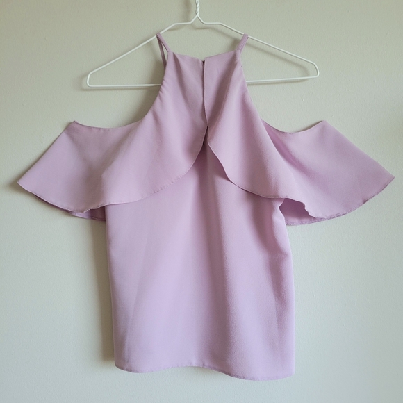 New Look Petite High Neck Ruffle Sleeve Cold Shoulder Top - Picture 7 of 9